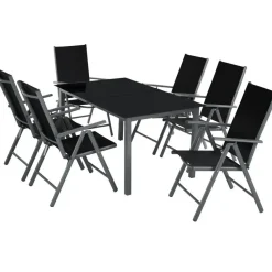 tectake Aluminium tuinset 6+1 - Antraciet