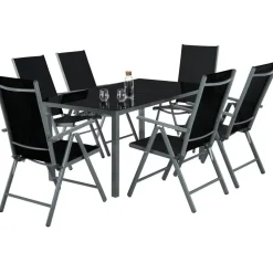 tectake Aluminium tuinset 6+1 - Antraciet