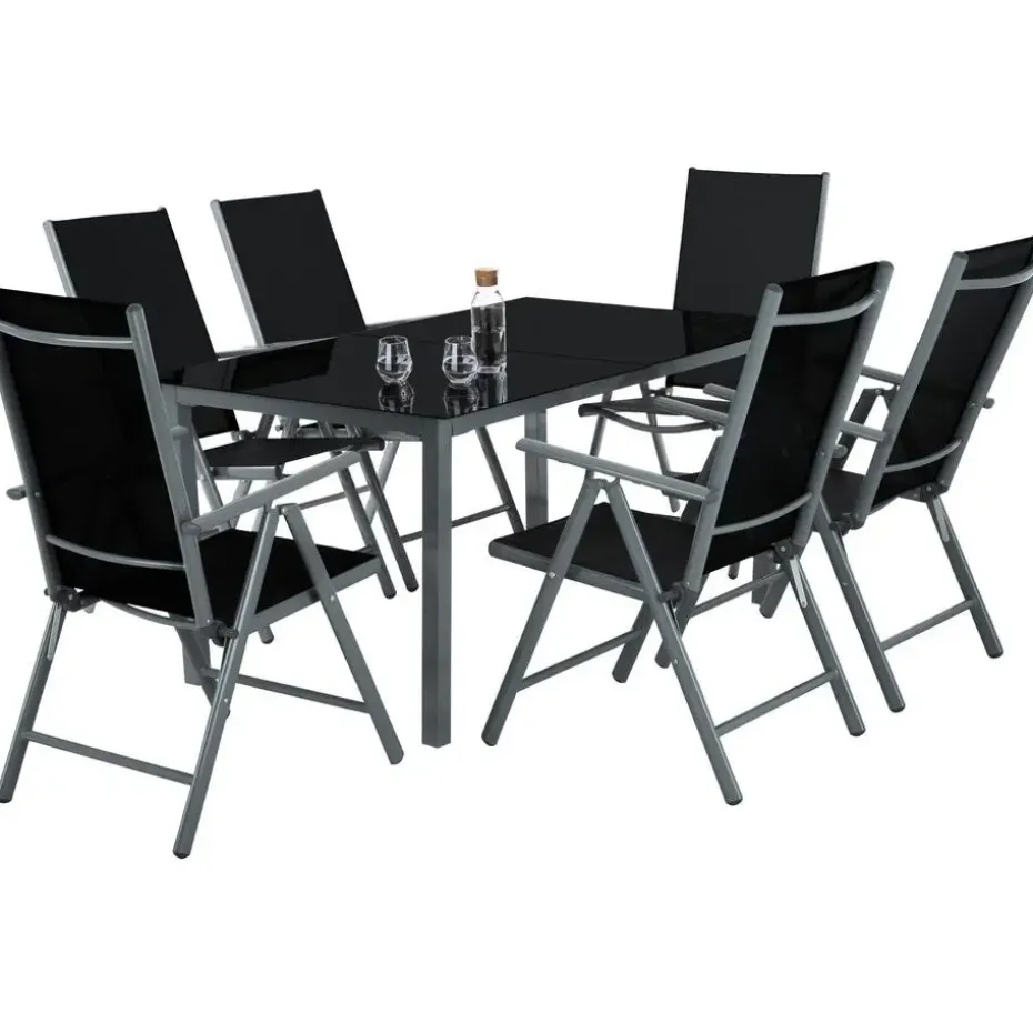 tectake Aluminium tuinset 6+1 - Antraciet