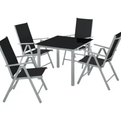 tectake Aluminium tuinset 4+1 - Zilver