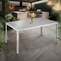 tectake Aluminium tuintafel Bianca in hoogte verstelbare voetjes 150x90x74,5cm