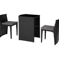 tectake Aluminium wicker bistroset Hamburg, Zwart