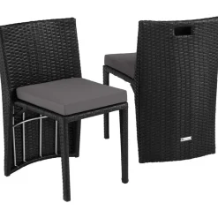 tectake Aluminium wicker bistroset Hamburg, Zwart