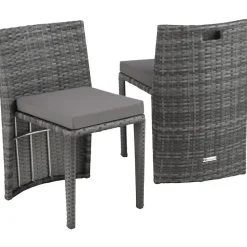 tectake Aluminium wicker bistroset Hamburg, Grijs