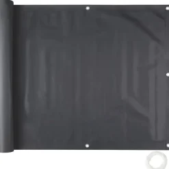 tectake Balkon privacyscherm met metaalversterkte ogen, Zwart