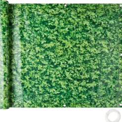 tectake Balkon privacyscherm met metaalversterkte ogen, Groene Bladeren