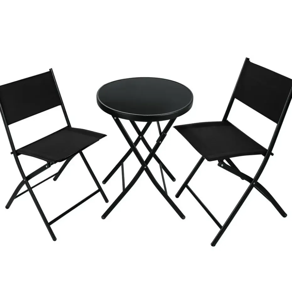 tectake Balkonset Düsseldorf 2+1, Zwart