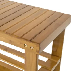 tectake Bamboe schoenenbank met 2 niveaus en bank 70x28x45,5cm, Bruin