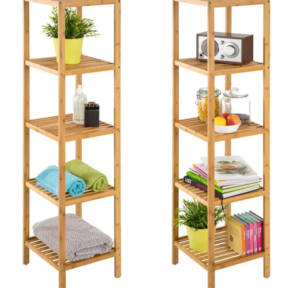 tectake Bambus rek 5 etages 33x33x141cm, Bruin