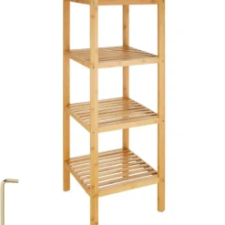 tectake Bambus rek 4 etages 33x33x97 cm, Bruin