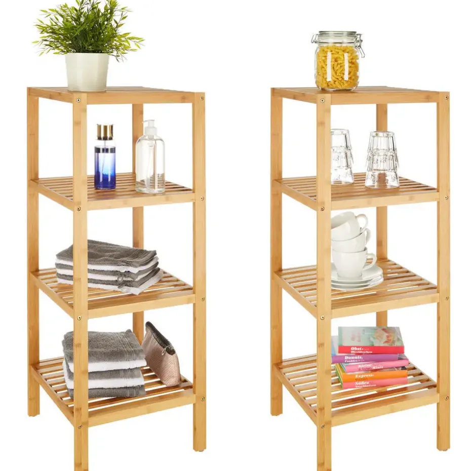 tectake Bambus rek 4 etages 33x33x97 cm, Bruin