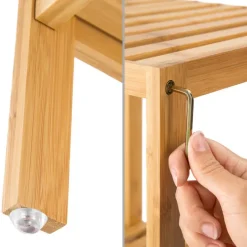 tectake Bambus rek 4 etages 33x33x97 cm, Bruin