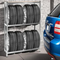 tectake Bandenstelling voor max. 8 banden, Grijs