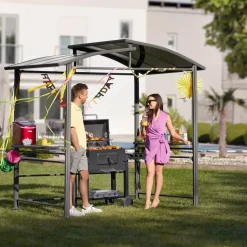 tectake Barbecue-overkapping Asado 2,4x1,5x2,34m, Grijs