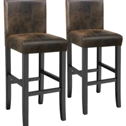 tectake Barkruk van kunstleer, Oud Bruin