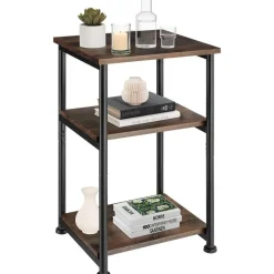 tectake Bijzettafel Memphis 34x30x59cm, Industrieel Hout Donker, Rustiek