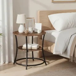 tectake Bijzettafel Saint Louis, Industrieel Hout Donker, Rustiek