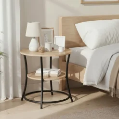 tectake Bijzettafel Saint Louis, Industrieel Licht Hout, Eiken Sonoma