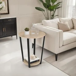 tectake Bijzettafel Swindon 50x62,5cm, Industrieel Licht Hout, Eiken Sonoma