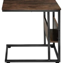 tectake Bijzettafel Wigan 55x36,5x60cm, Industrieel Hout Donker, Rustiek