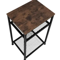 tectake Bijzettafel York 45,5x36x75,5cm, Industrieel Hout Donker, Rustiek