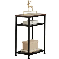 tectake Bijzettafel York 45,5x36x75,5cm, Industrieel Hout Donker, Rustiek