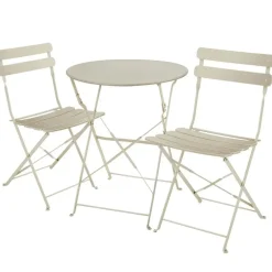 tectake Bistrotafel set Frieda, inklapbaar voor 2 personen, Crème