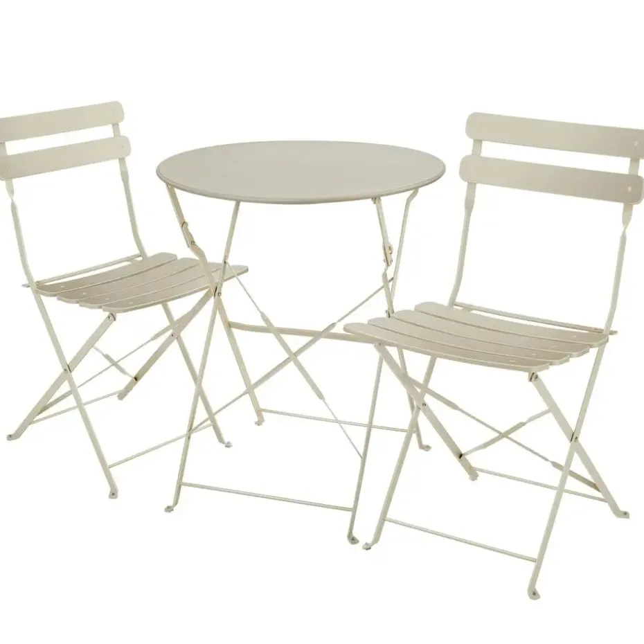 tectake Bistrotafel set Frieda, inklapbaar voor 2 personen, Crème