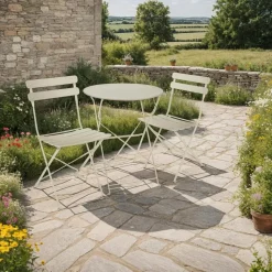 tectake Bistrotafel set Frieda, inklapbaar voor 2 personen, Crème