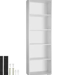 tectake Boekenrek Lexi 5 vakken 60x30x190cm, Wit