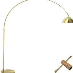 tectake Booglamp Arcus, staal, retro-stijl, 60W, Goud