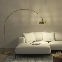 tectake Booglamp Arcus, staal, retro-stijl, 60W, Goud