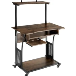 tectake Bureau Fife 80x65,5x130,5cm, Industrieel Hout Donker, Rustiek