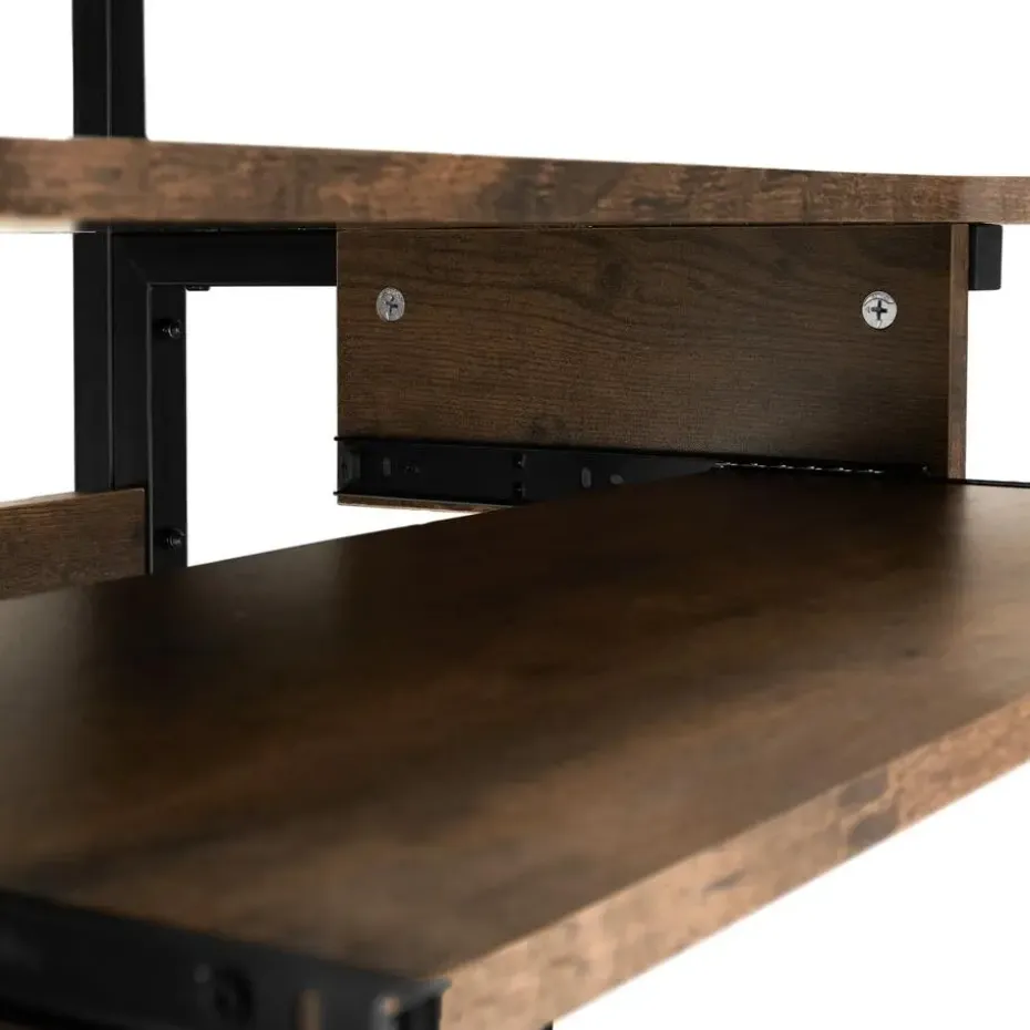 tectake Bureau Fife 80x65,5x130,5cm, Industrieel Hout Donker, Rustiek