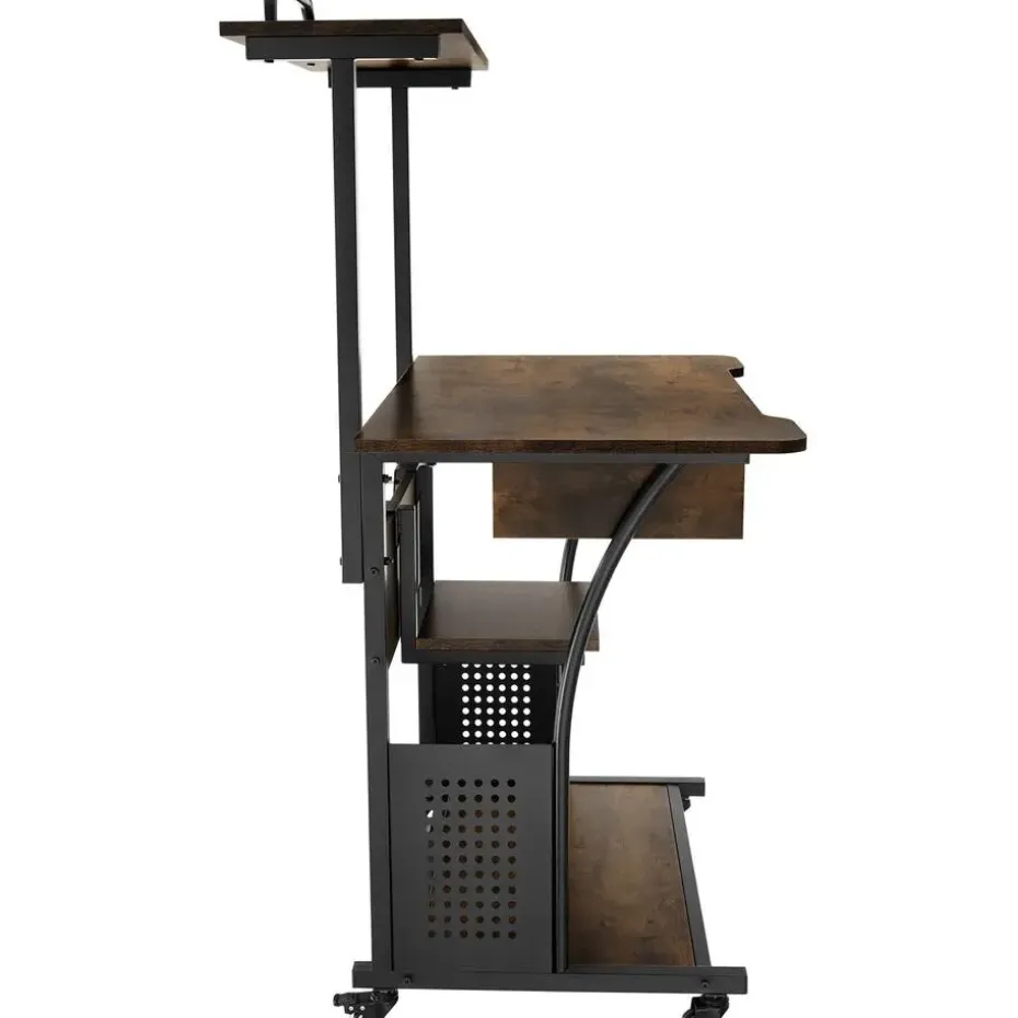 tectake Bureau Fife 80x65,5x130,5cm, Industrieel Hout Donker, Rustiek