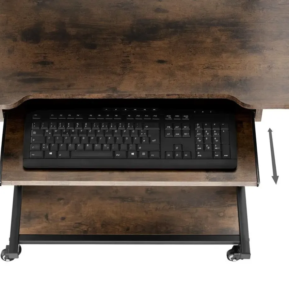 tectake Bureau Fife 80x65,5x130,5cm, Industrieel Hout Donker, Rustiek