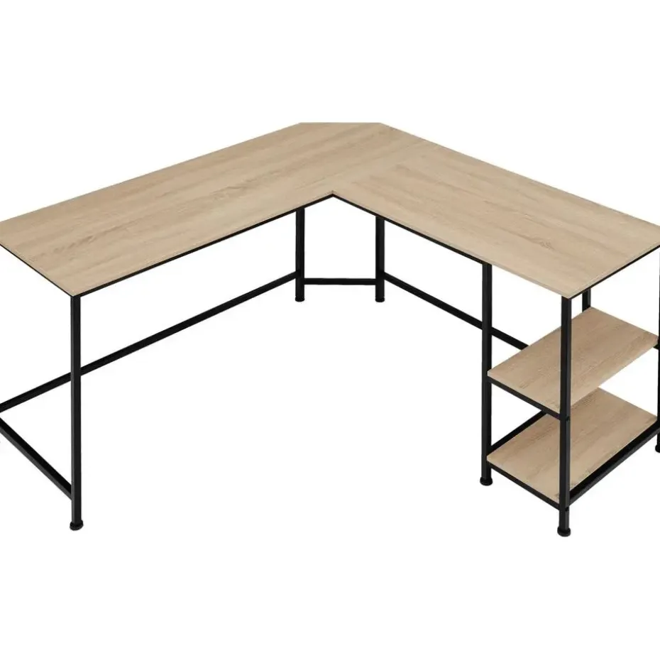 tectake Bureau Hamilton 138x138x75,5cm, Industrieel Licht Hout, Eiken Sonoma