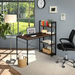 tectake Bureau Hershey 122x61x120cm, Industrieel Hout Donker, Rustiek