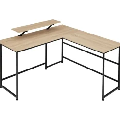 tectake Bureau Melrose 140x130x76,5cm, Industrieel Licht Hout, Eiken Sonoma