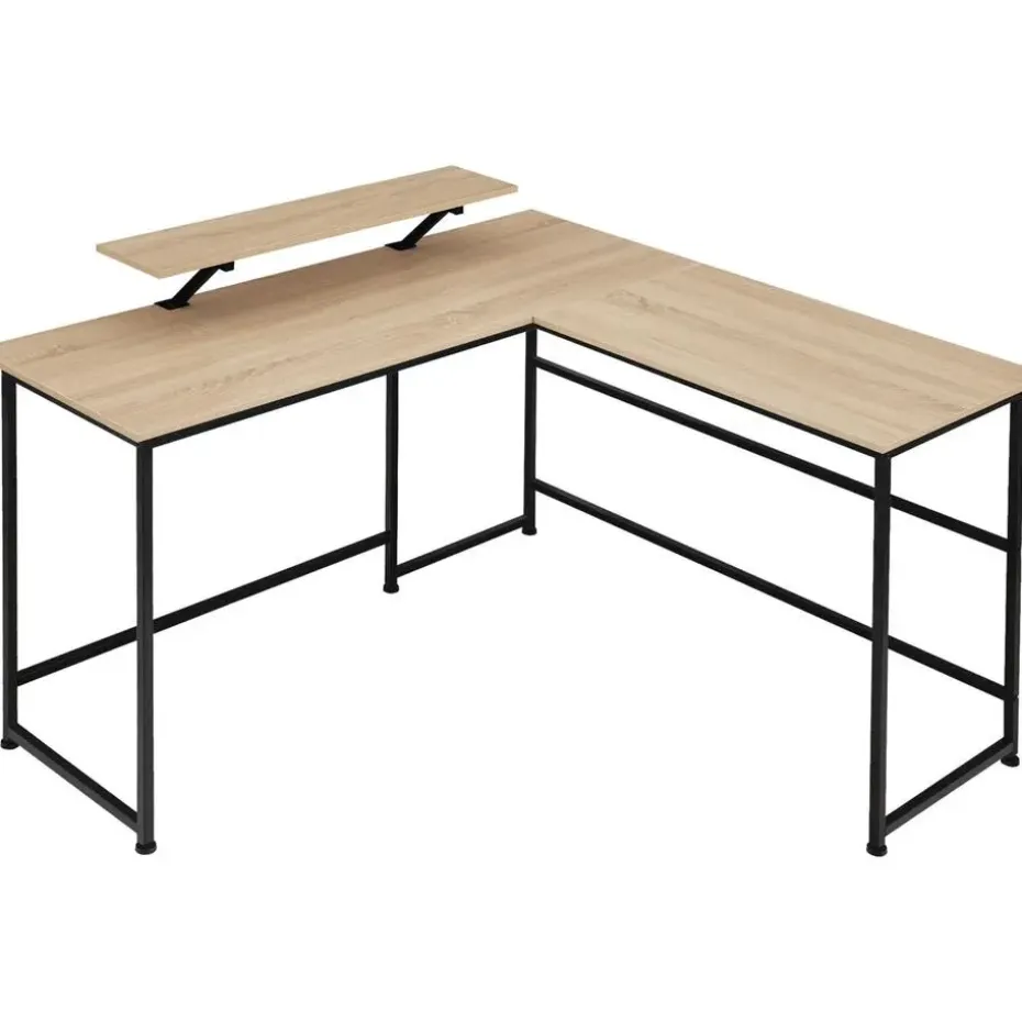 tectake Bureau Melrose 140x130x76,5cm, Industrieel Licht Hout, Eiken Sonoma