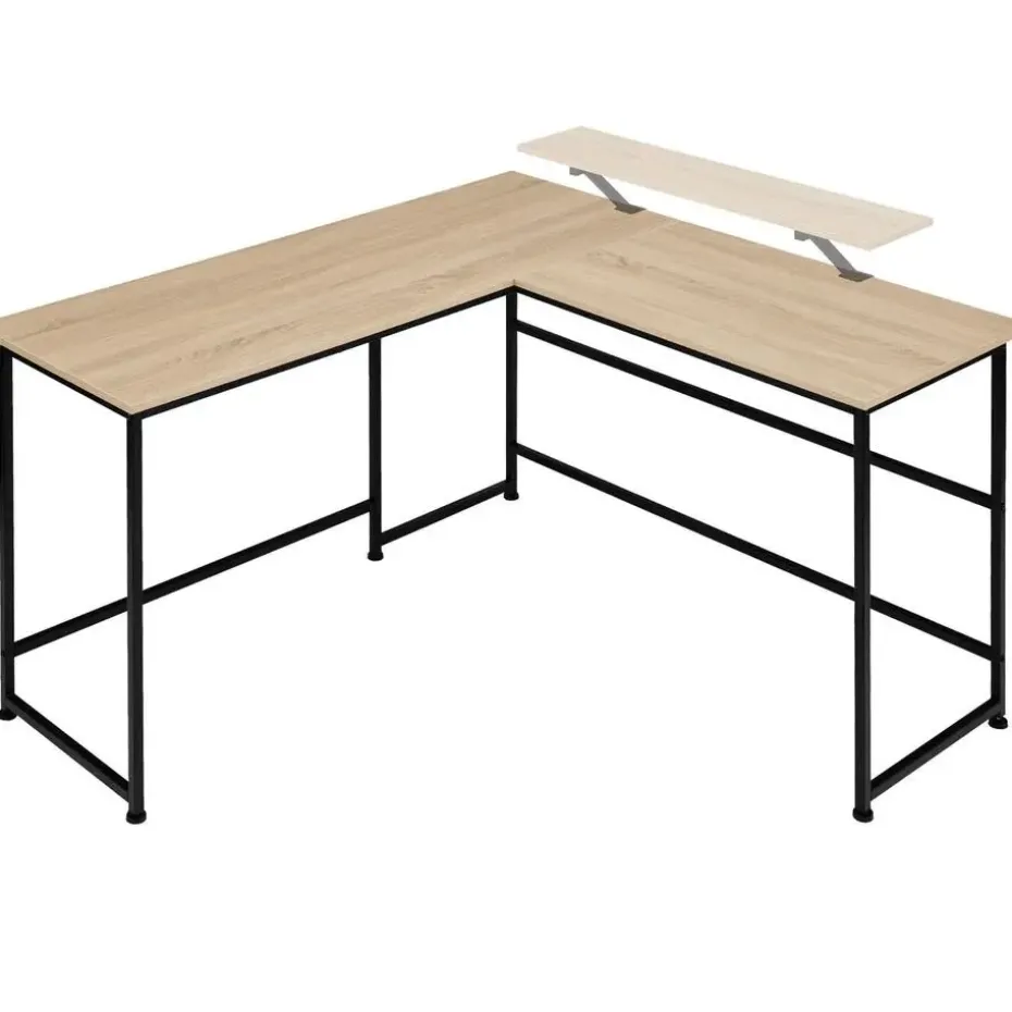 tectake Bureau Melrose 140x130x76,5cm, Industrieel Licht Hout, Eiken Sonoma