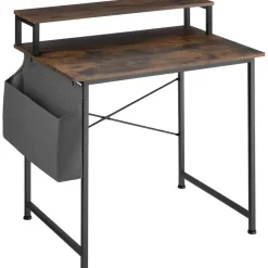 tectake Bureau met plank en organizer, Industrieel Hout Donker, Rustiek