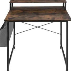 tectake Bureau met plank en organizer, Industrieel Hout Donker, Rustiek