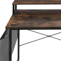 tectake Bureau met plank en organizer, Industrieel Hout Donker, Rustiek