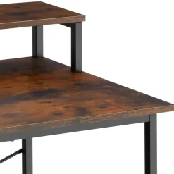 tectake Bureau met plank en organizer, Industrieel Hout Donker, Rustiek