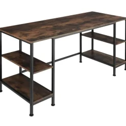tectake Bureau Stoke 137x55x75cm, Industrieel Hout Donker, Rustiek