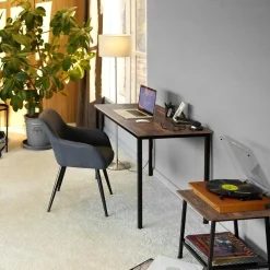 tectake Bureau Vanport 120x60x75,5cm, Industrieel Hout Donker, Rustiek