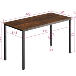 tectake Bureau Vanport 120x60x75,5cm, Industrieel Hout Donker, Rustiek