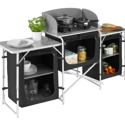 tectake Campingkeuken 172x52x104cm, Zwart
