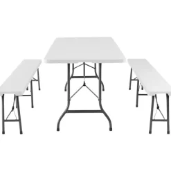 tectake Campingtafelset Panja wit opvouwbaar, Wit